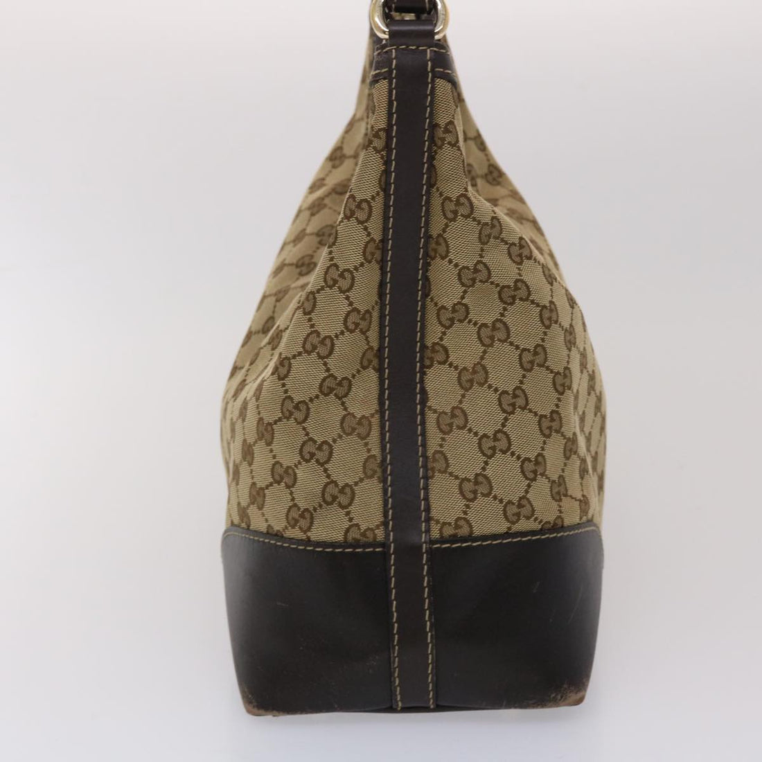 GUCCI GG Canvas Shoulder Bag Leather Beige 257070 45706