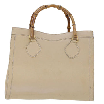 GUCCI Bamboo Hand Bag Leather Beige 45863