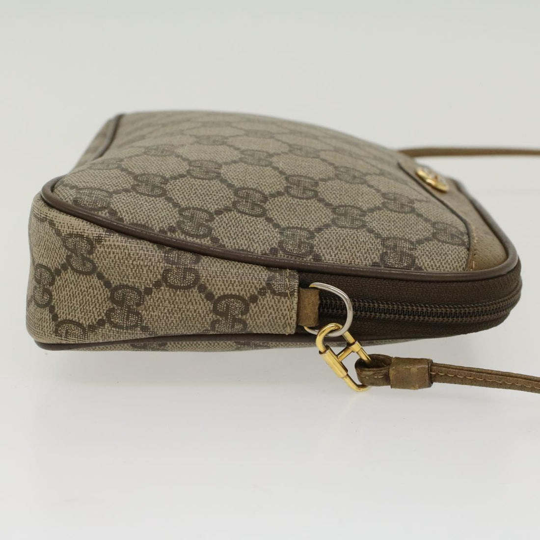 GUCCI GG Canvas Shoulder Bag PVC Leather Beige 45871
