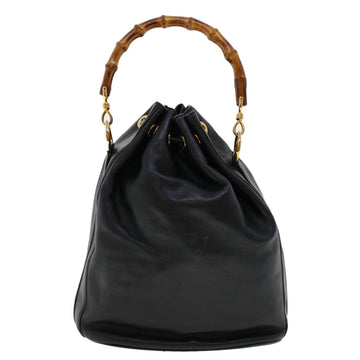 GUCCI Bamboo Hand Bag Leather 2way Black 001.2040.165 45904