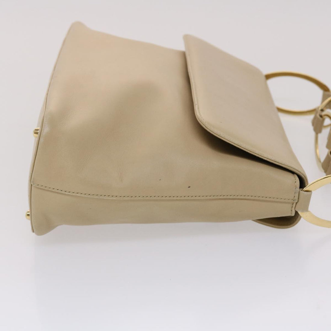 GUCCI Chain Shoulder Bag Leather Beige 45996