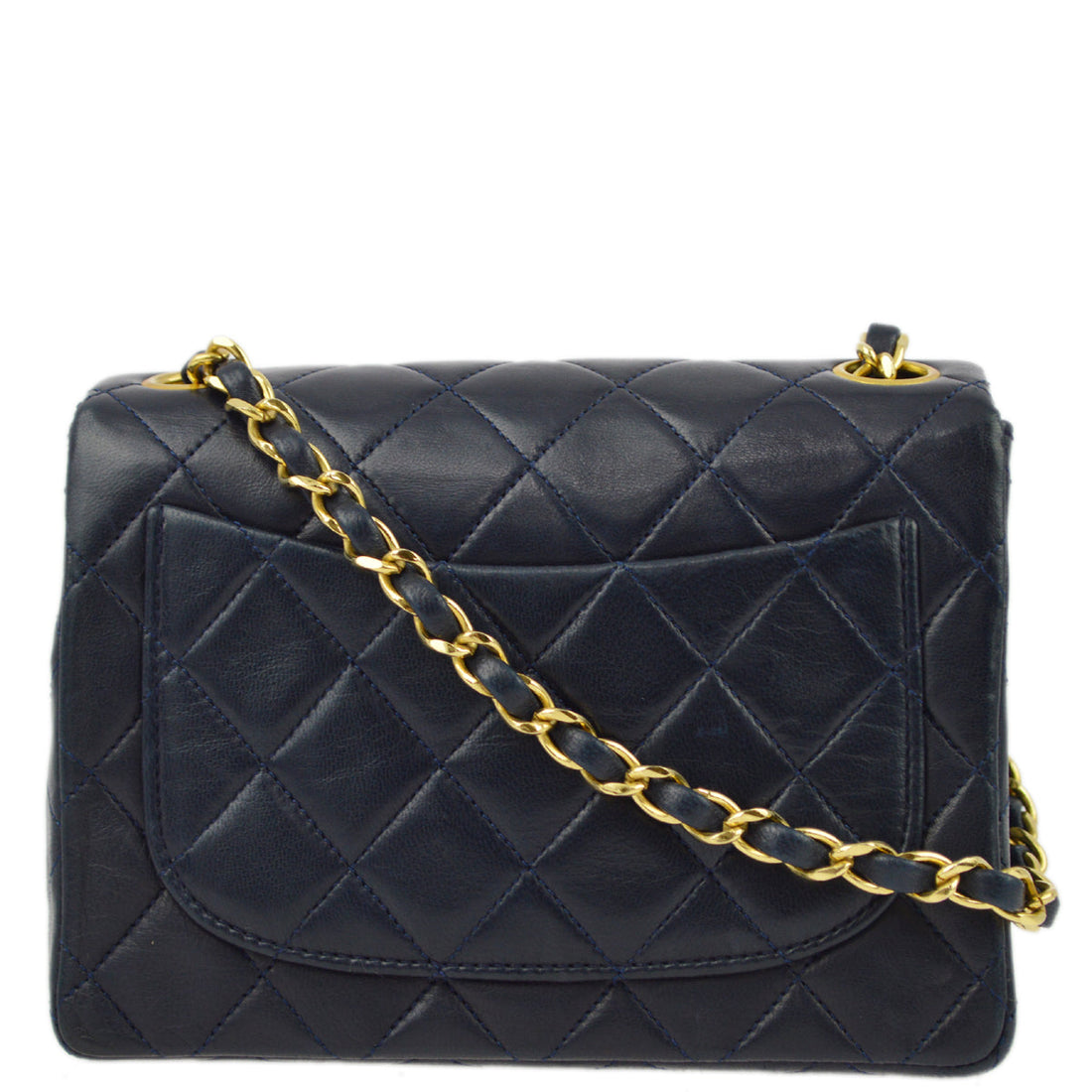 Chanel Navy Lambskin Mini Classic Square Flap Shoulder Bag 17