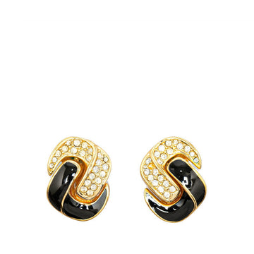 Dior Rhinestone Earring G Black   Dior
