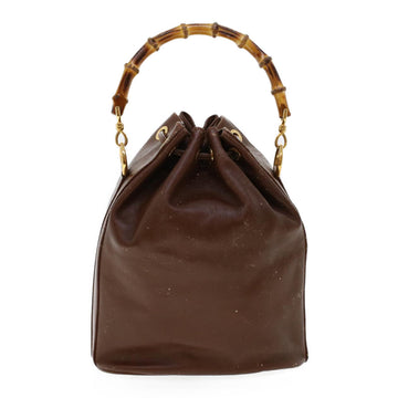 GUCCI Bamboo Hand Bag Leather 2way Brown 46001