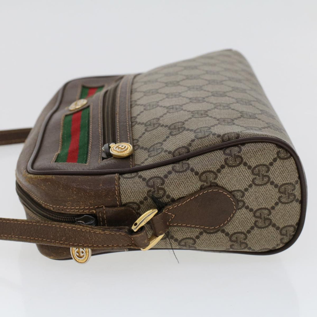 GUCCI GG Canvas Web Sherry Line Shoulder Bag Beige Red 56.02.088 46158