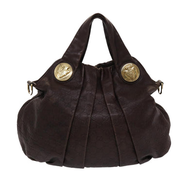 GUCCI GG Canvas Guccissima Shoulder Bag Leather 2way Brown 197016 46159