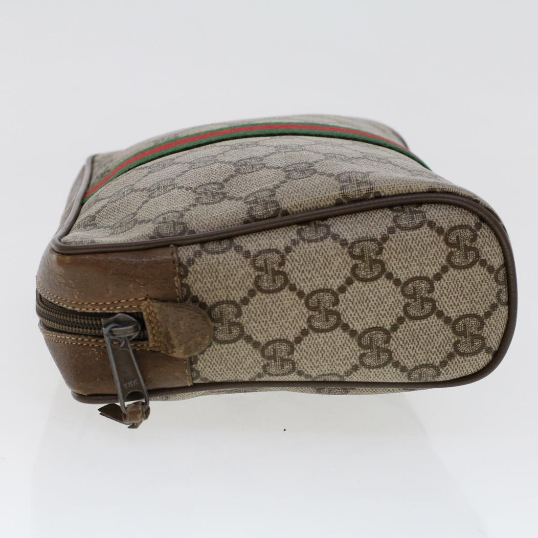 GUCCI GG Canvas Web Sherry Line Clutch Bag Beige Red 89•01•012 46162