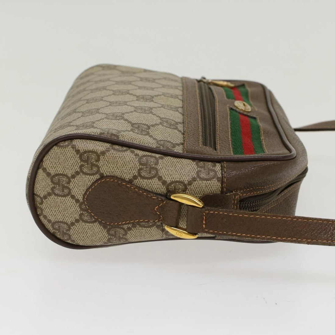 GUCCI GG Canvas Web Sherry Line Shoulder Bag Beige Red 119.02.087 46468