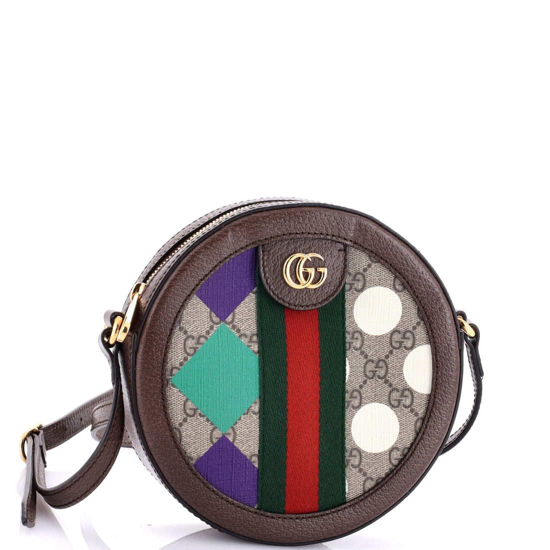 Ophidia Round Shoulder Bag Printed GG Coated Canvas Mini