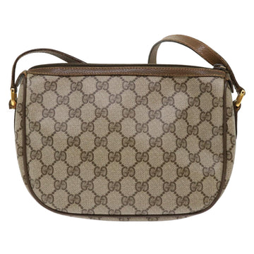 GUCCI GG Canvas Web Sherry Line Shoulder Bag PVC Leather Beige Green 46668