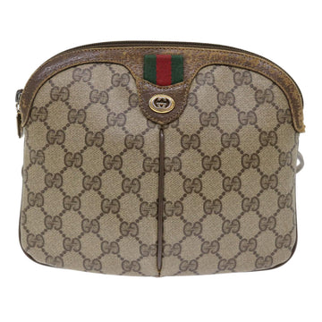 GUCCI GG Canvas Web Sherry Line Shoulder Bag PVC Leather Beige Green 46681
