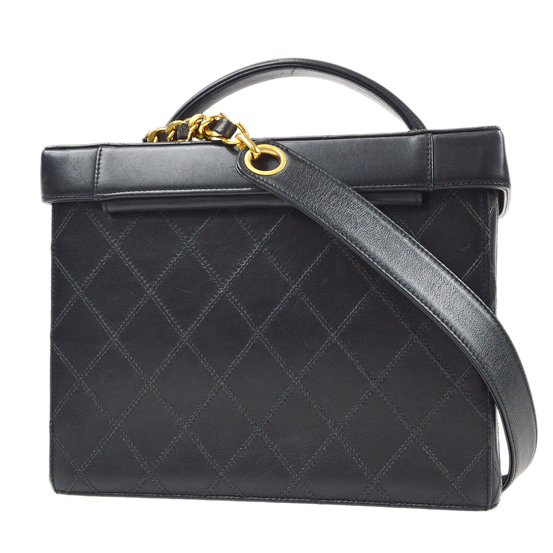 Chanel Black Lambskin Bicolore 2way Shoulder Handbag