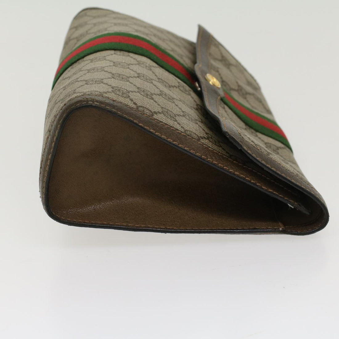 GUCCI GG Canvas Web Sherry Line Clutch Bag Beige Red 89•01•007 47106