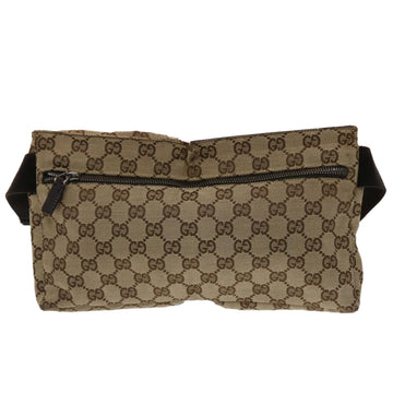 GUCCI GG Canvas Waist bag Leather Beige 28566 47122