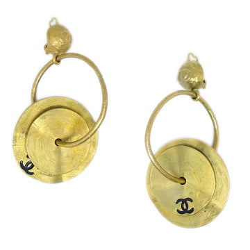Chanel Dangle Hoop Earrings Clip-On Gold 94A