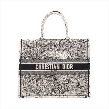 Christian Dior Book Tote Linen Tote Bag Black X White