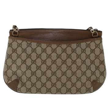 GUCCI GG Canvas Web Sherry Line Shoulder Bag PVC Leather Beige Green 48122