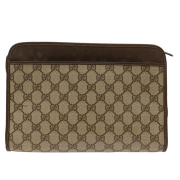 GUCCI GG Canvas Clutch Bag PVC Leather Beige 97.01.037 48147