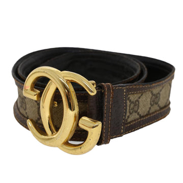 GUCCI GG Canvas Interlocking Belt PVC Leather 31.5""-34.3"" Beige 48164