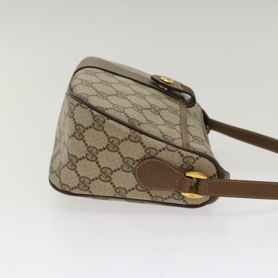 GUCCI GG Canvas Web Sherry Line Shoulder Bag Beige Green 39.02.032 48249