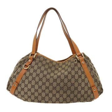 GUCCI GG Canvas Hand Bag Leather Brown 48449