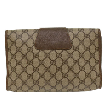 GUCCI GG Canvas Web Sherry Line Clutch Bag PVC Leather Beige Red 48450