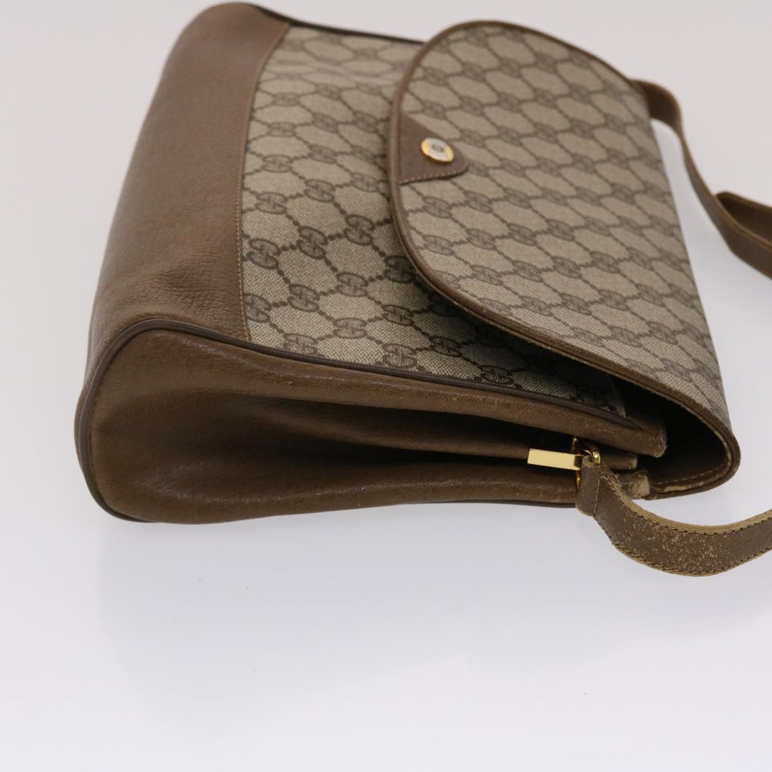 GUCCI GG Canvas Shoulder Bag PVC Leather Beige 48599