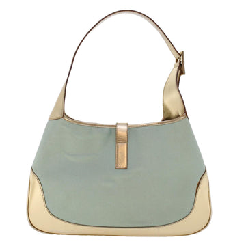 GUCCI Jackie Sherry Line Shoulder Bag Nylon Leather Light Blue Beige 48751