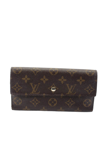 Louis Vuitton Womens Sarah Monogram Canvas Tri Fold Wallet Brown