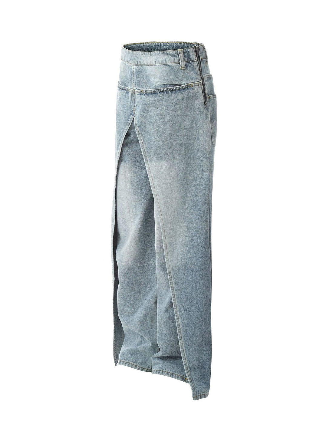Makersluxe Reverse Design Patchwork Washed Jeans - 2189