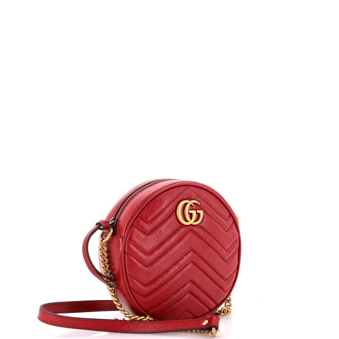 GG Marmont Round Shoulder Bag Matelasse Leather Mini