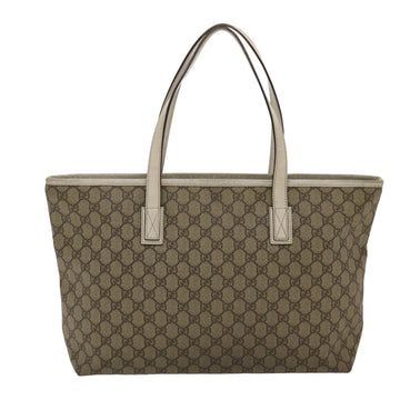GUCCI GG Canvas Tote Bag PVC Leather Beige White 49047