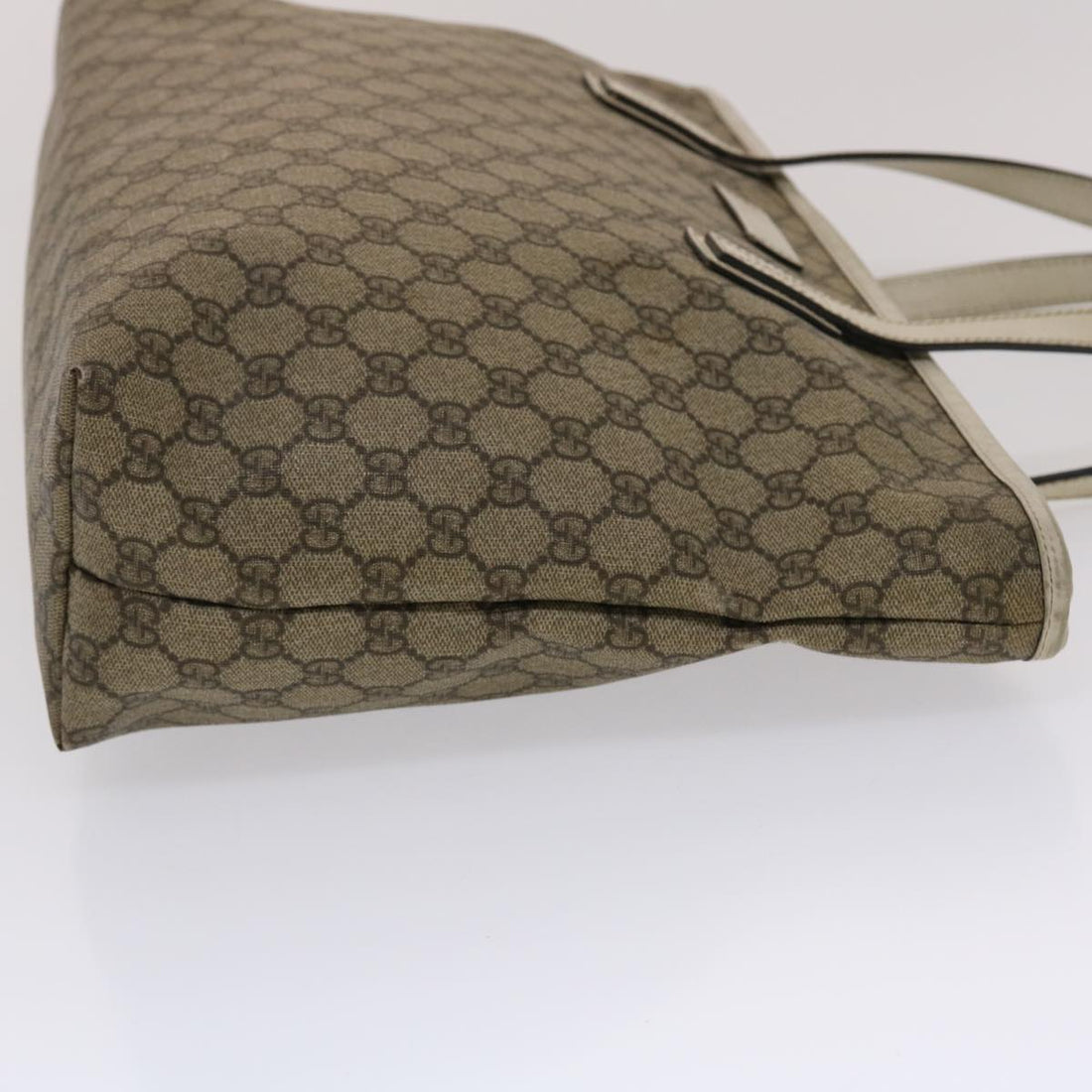 GUCCI GG Canvas Tote Bag PVC Leather Beige White 49047