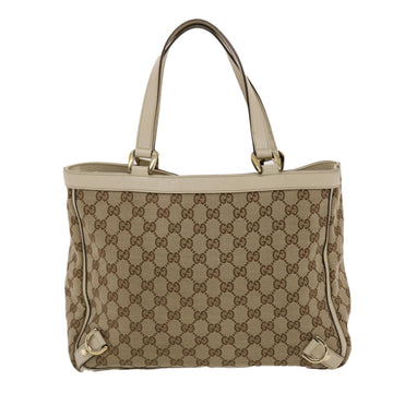 GUCCI GG Canvas Tote Bag Beige White 49049