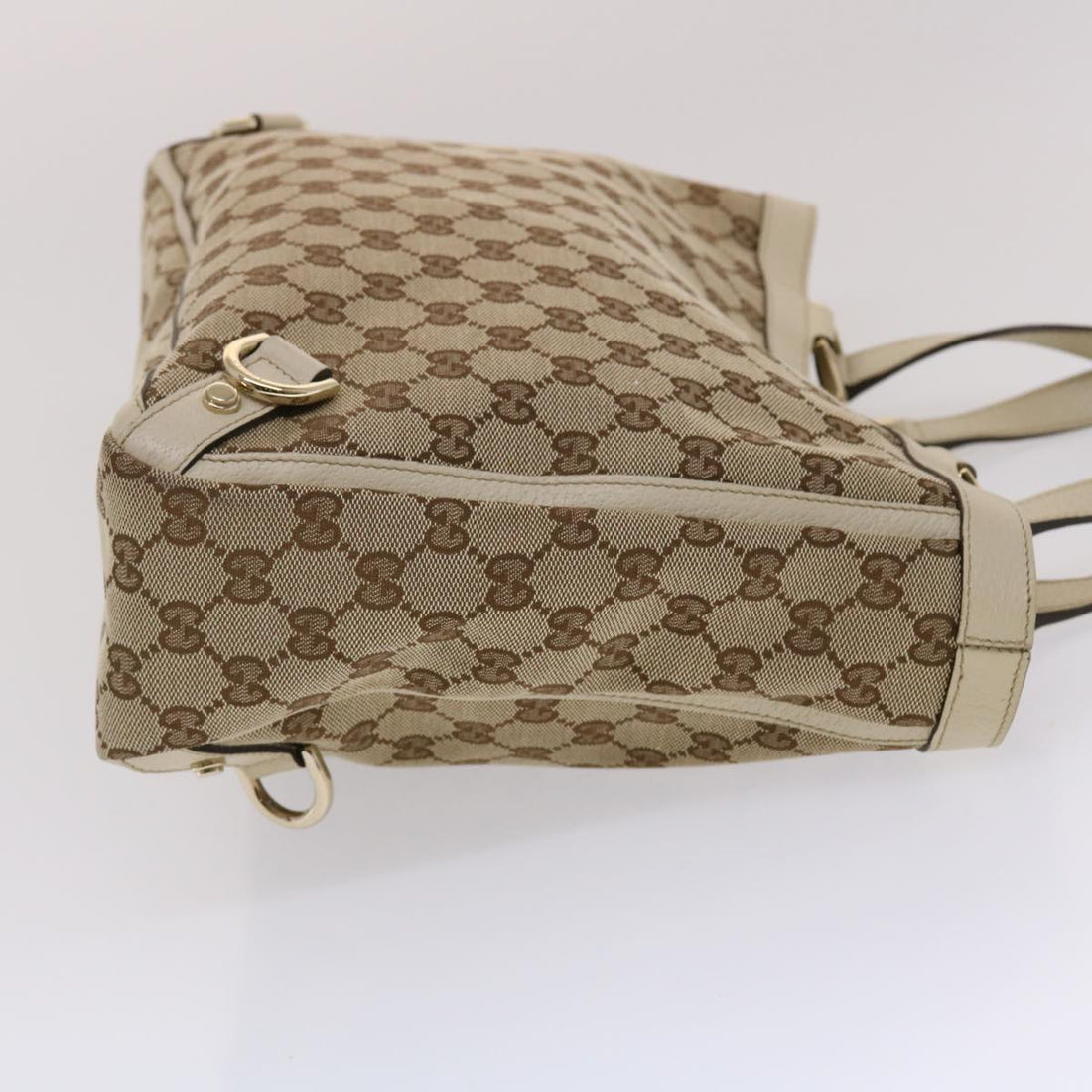 GUCCI GG Canvas Tote Bag Beige White 49049