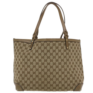 GUCCI GG Canvas Tote Bag Beige Brown 49050