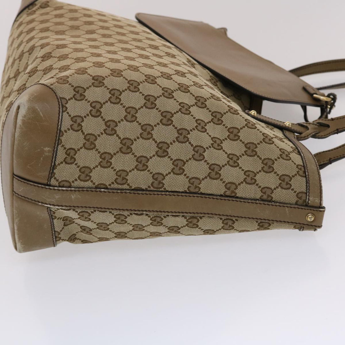 GUCCI GG Canvas Tote Bag Beige Brown 49050
