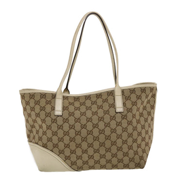 GUCCI GG Canvas Tote Bag Beige White 49055