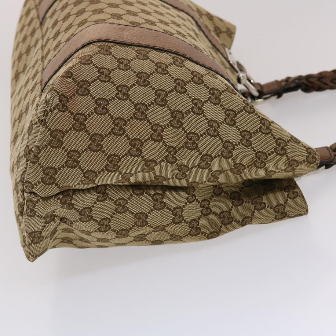 GUCCI GG Canvas Bamboo Tote Bag Beige Brown 49058