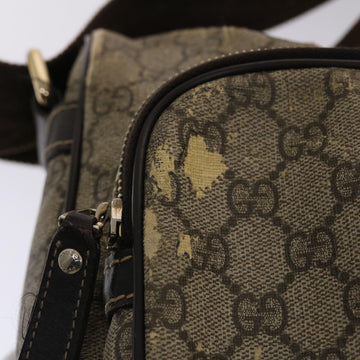 GUCCI GG Canvas Shoulder Bag PVC Leather Beige Dark Brown 49064