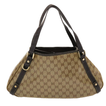 GUCCI GG Canvas Hand Bag Coated Canvas Beige Dark Brown 49071