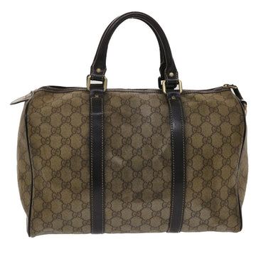 GUCCI GG Canvas Hand Bag PVC Leather Beige Dark Brown 49078