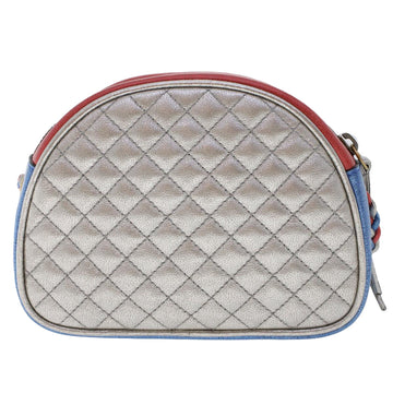 GUCCI Quilted Shoulder Bag Leather Red Blue 49168