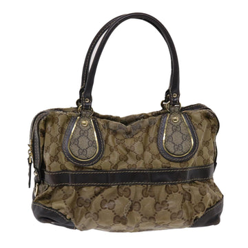 GUCCI GG Crystal Hand Bag Coated Canvas Beige Dark Brown 223962 49285