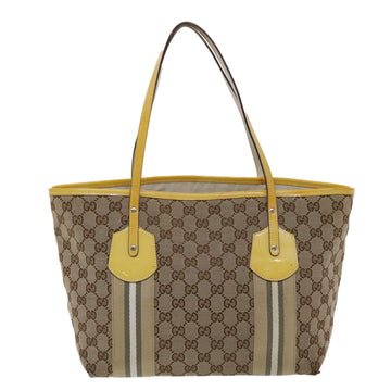 GUCCI GG Canvas Sherry Line Tote Bag Canvas Beige Yellow Khaki 211971 49287