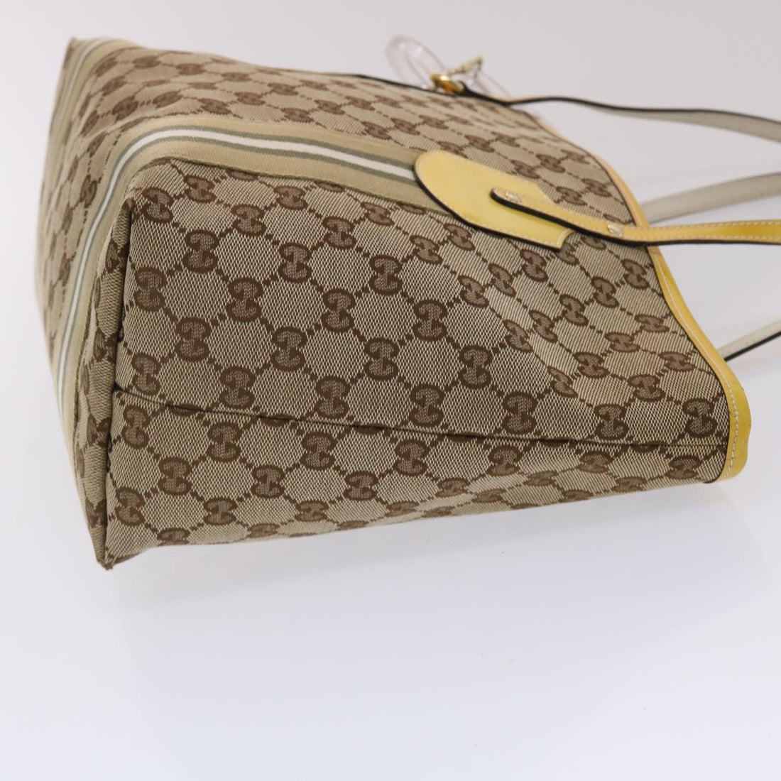 GUCCI GG Canvas Sherry Line Tote Bag Canvas Beige Yellow Khaki 211971 49287