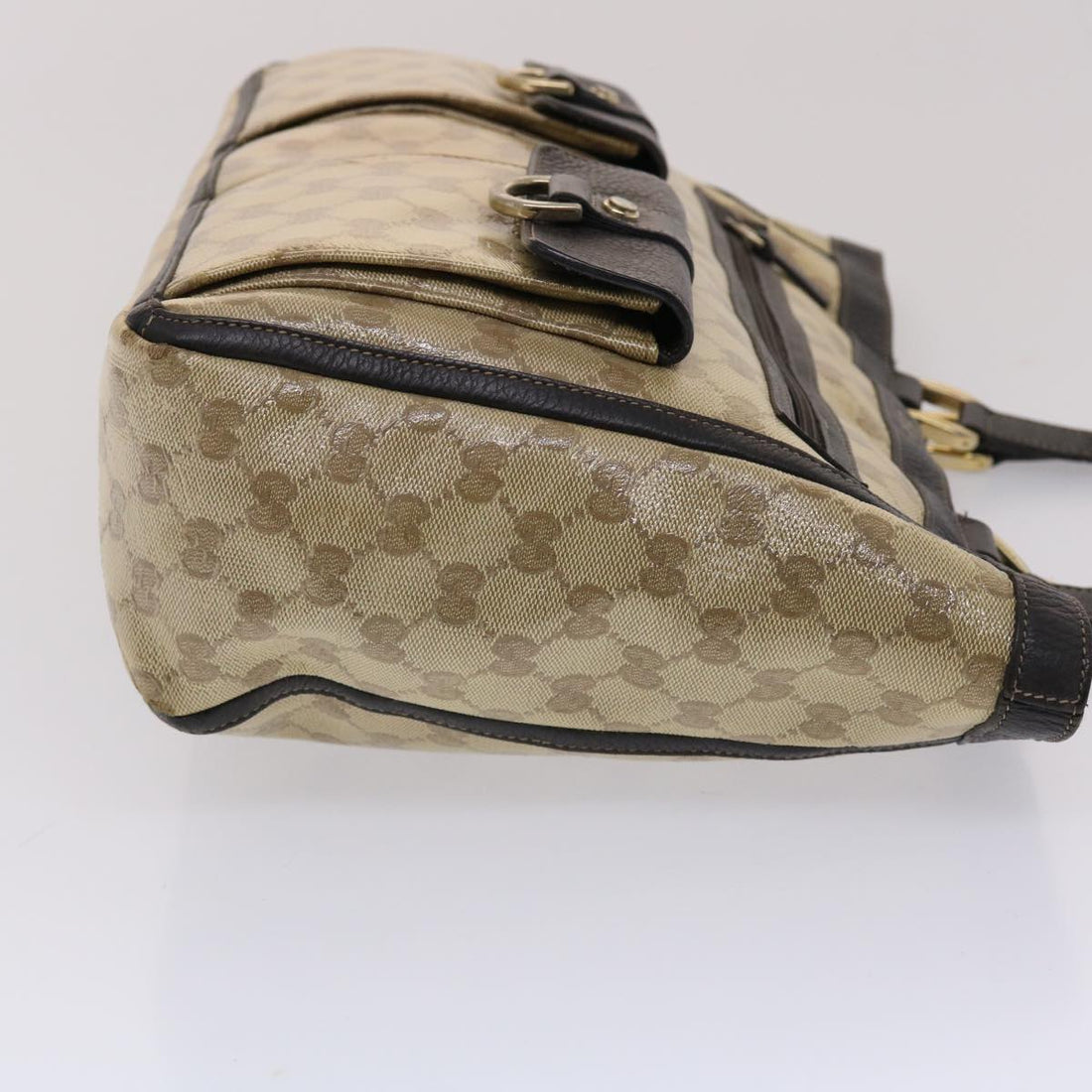 GUCCI GG Canvas Tote Bag Coated Canvas Beige Dark Brown 268639 49291