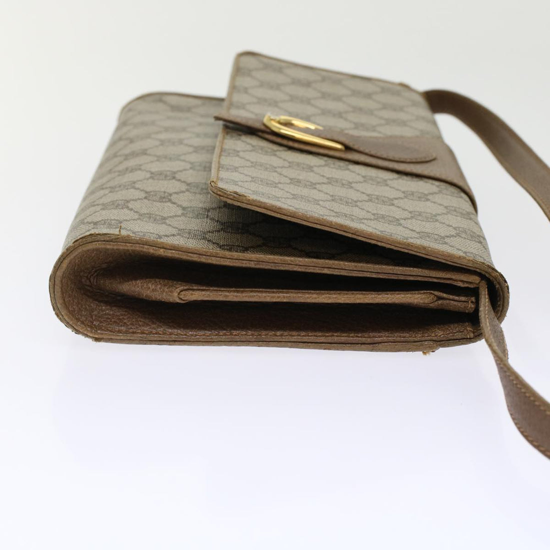 GUCCI GG Canvas Shoulder Bag PVC Leather Beige Brown 49295