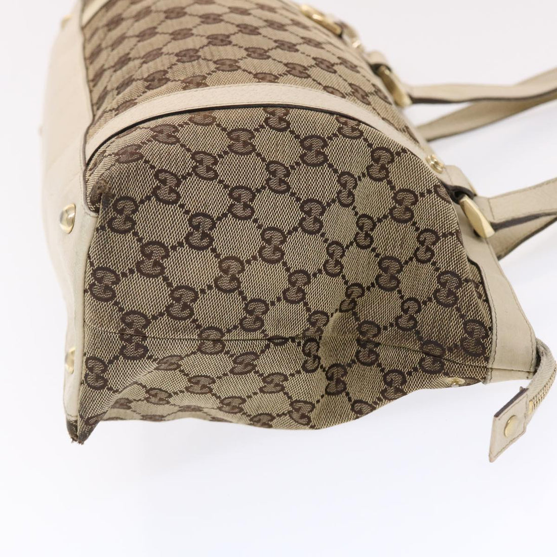 GUCCI GG Canvas Shoulder Bag Leather Beige 141470 49445