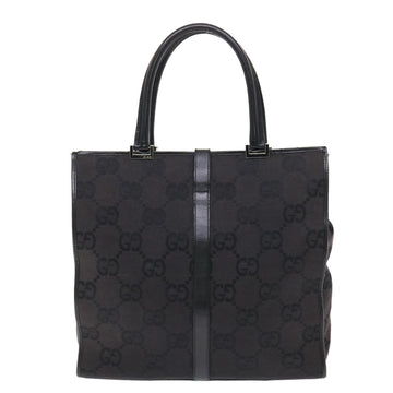 GUCCI GG Canvas Jackie Tote Bag Leather Black 00210643444 49600